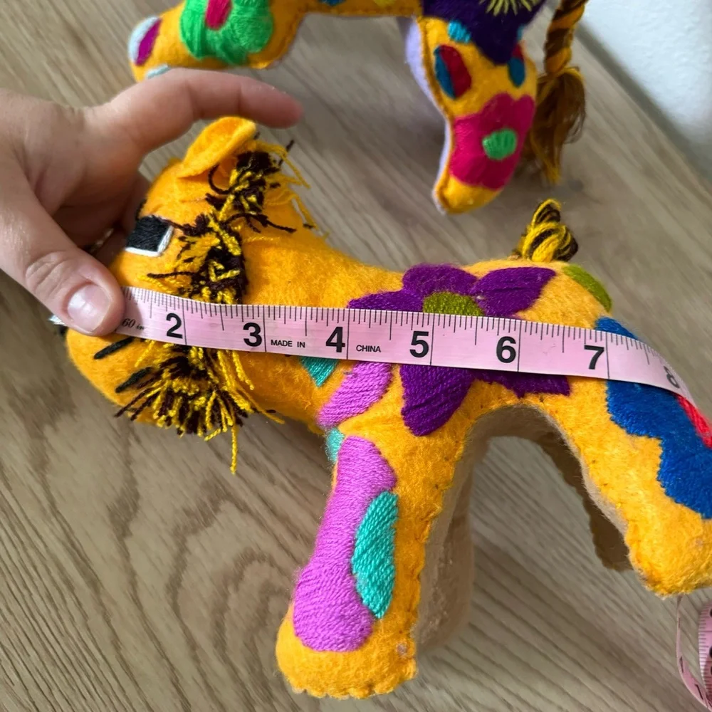 Mexican Folk Art Handmade Lion &‎ Cub Colorful Stuffed Animals Embroidered Plush